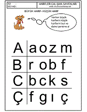 okuma yazma hazırlık çalışmaları büyük küçük harf